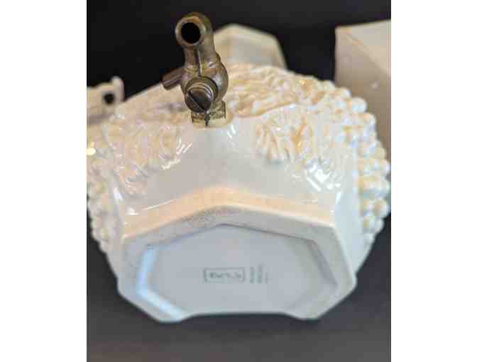 Antique Red Cliff Ironstone Pottery Wall Mount Water Cooler with Under Basin