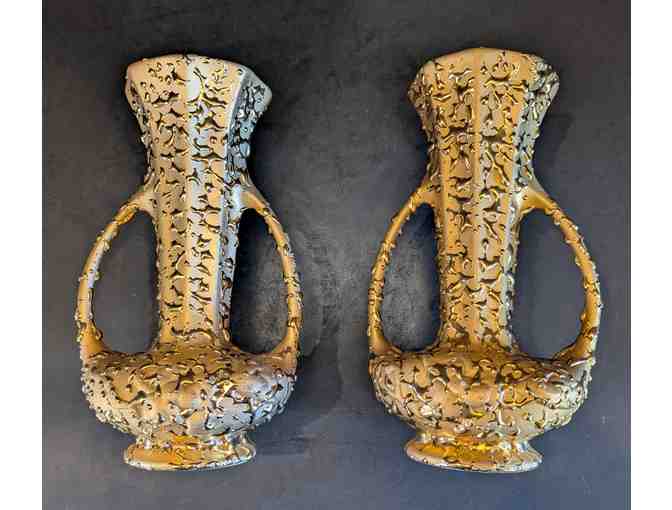 Weeping Gold Jaguar, Soap Dish, and 2 Vases