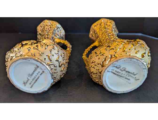 Weeping Gold Jaguar, Soap Dish, and 2 Vases