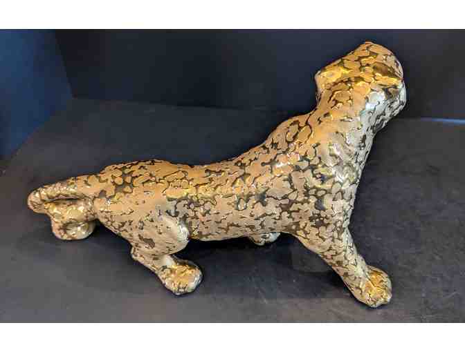 Weeping Gold Jaguar, Soap Dish, and 2 Vases