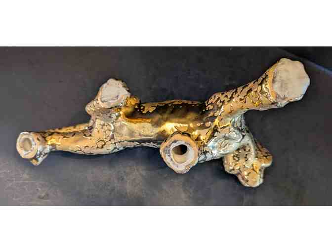 Weeping Gold Jaguar, Soap Dish, and 2 Vases