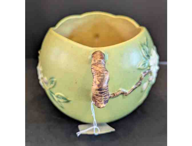 Roseville Two Handle Apple Blossom Green Bowl/Vase