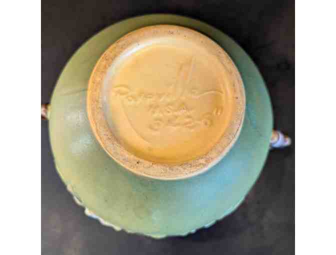 Roseville Two Handle Apple Blossom Green Bowl/Vase