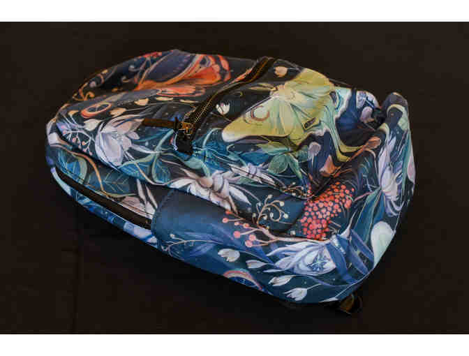 Backpack with Floral and Beautiful Moth Design