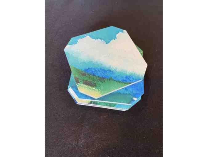Abstract Blue and Green Design Coasters