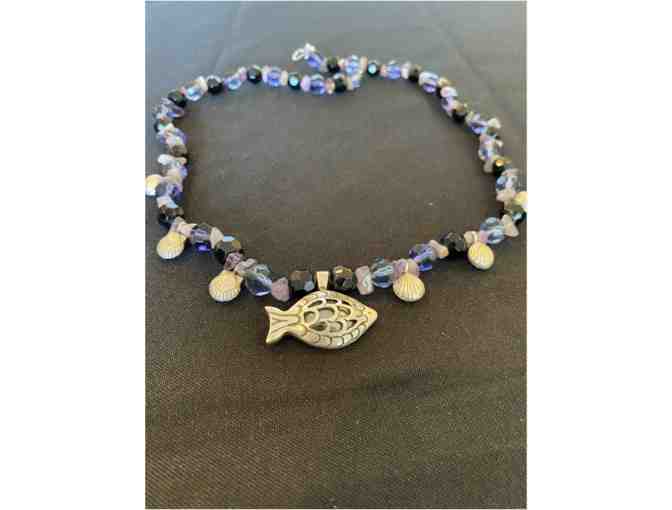 Fashion Jewelry Necklace with Silver Pendant and Semi-precious Stones