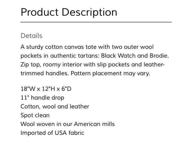 PENDLETON BLACK WATCH TARTAN TOTE