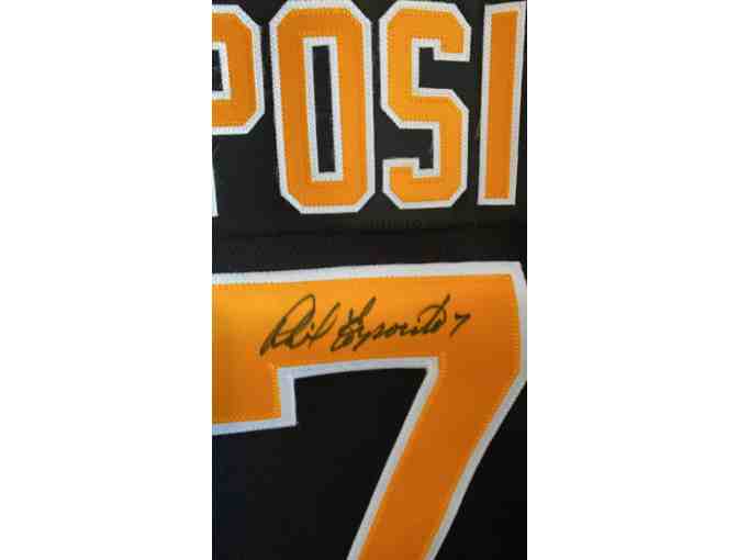 AUTOGRAPHED PHIL ESPOSITO #7 BLACK HOCKEY JERSEY SIZE LARGE AUTHENTICATED