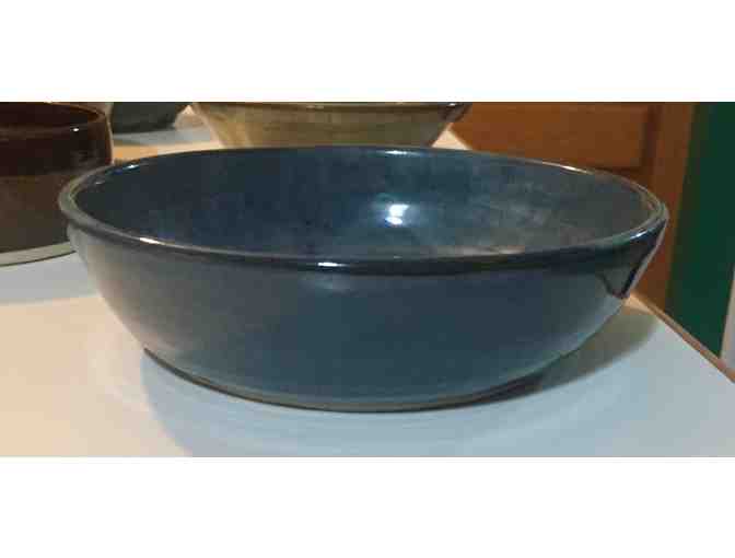 Handmade Pottery - Variations of Blue hues in a swirl pattern Food Bowl