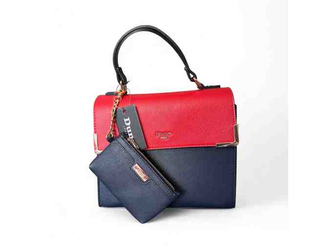 Dune London Purse (Red, Navy and Tan) w/ Navy coin purse - Photo 1
