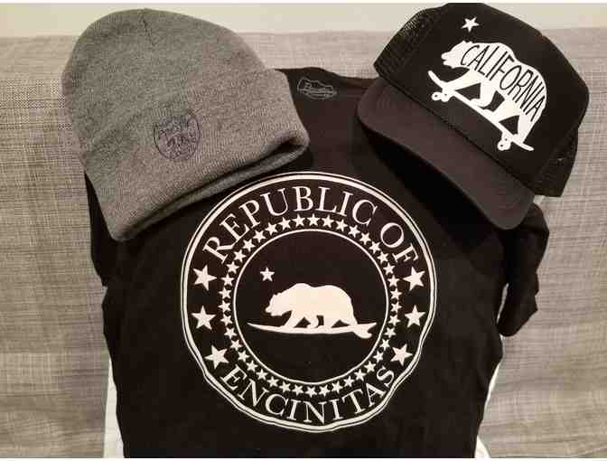 Pacific Coast Apparel - One Men's Encinitas T-shirt and Two Hats