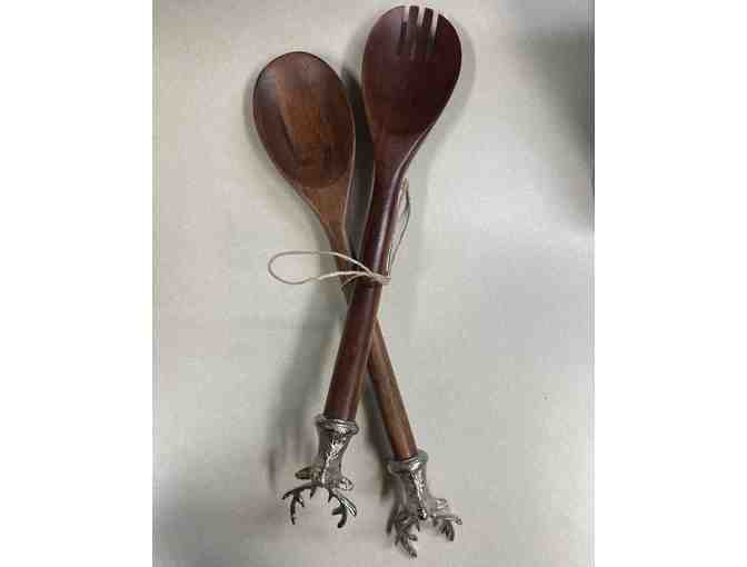 Handcrafted Wooden Utensils with Deer Head Handles