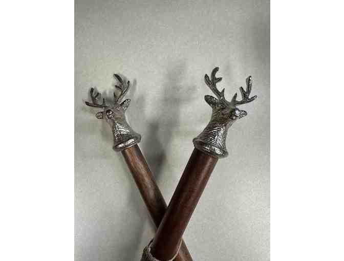 Handcrafted Wooden Utensils with Deer Head Handles