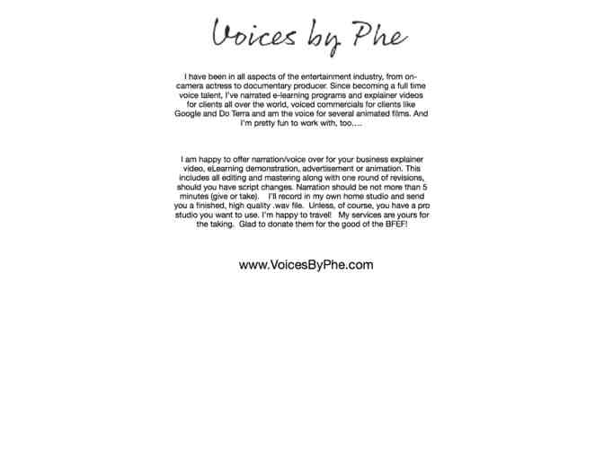 Video Narration or VO work for Business or Entertainment: $750 Value!