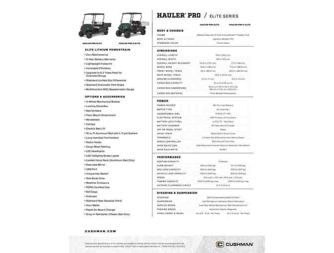 Cushman Hauler Pro (ELiTE) and LESCO Broadcast Spreader Stainless Steel w/ Deflector