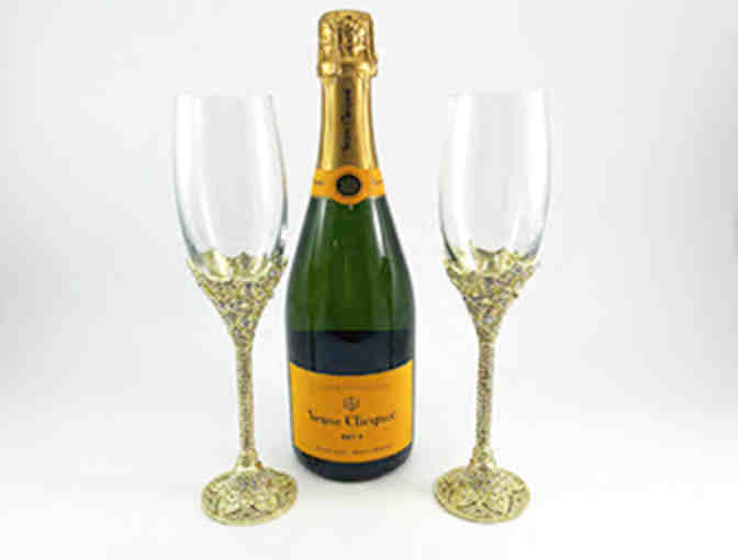 Olivia Reigel Elegant Crystal Champagne Flute Set with Veuve Clicquot Champagne! - Photo 1