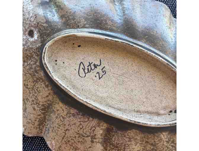 Signed Peter's Pottery Elephant Ear Platter