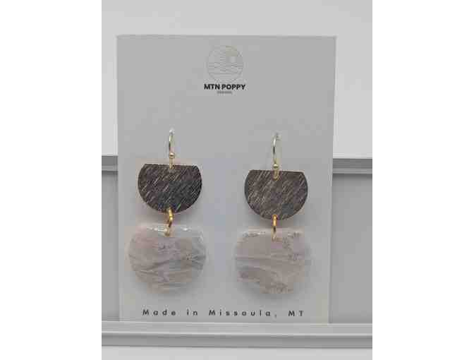 Gold and Cream Marble Clay Earrings