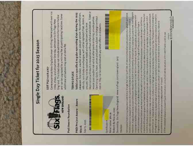 SIX FLAGS: Free Amusement Park, 1-Day Admission Ticket ($85)