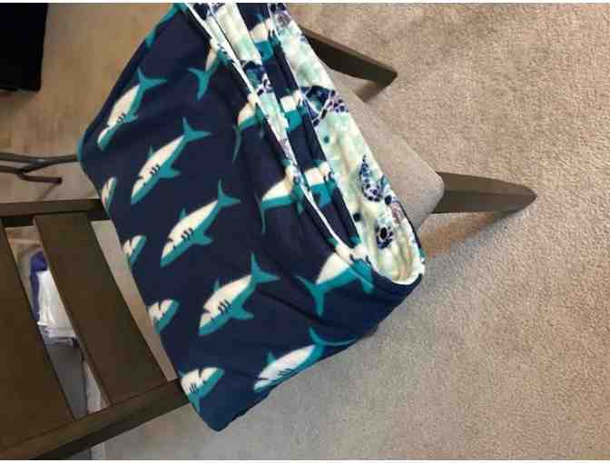 1 BLANKET: Shark + Turtle (Reversible, Handmade, BIG Size, 76' x 60')