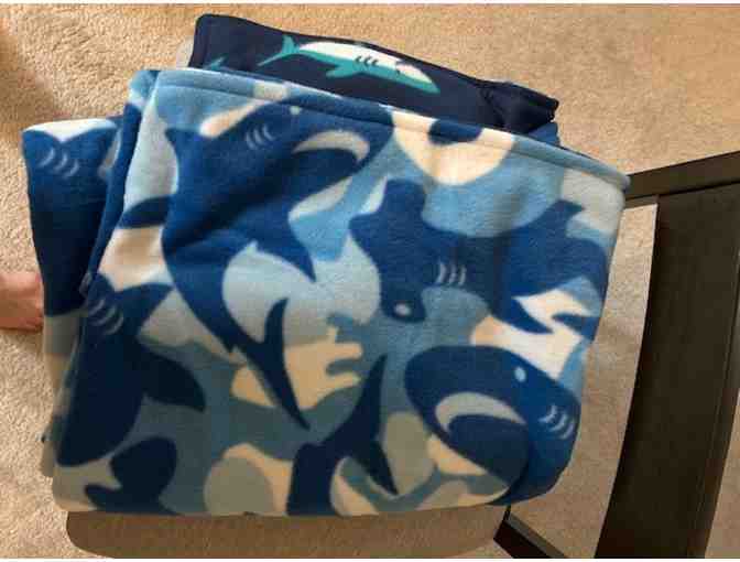 BLANKET: SHARKS (Reversible, Handmade, Oversize) - 66' x 54'