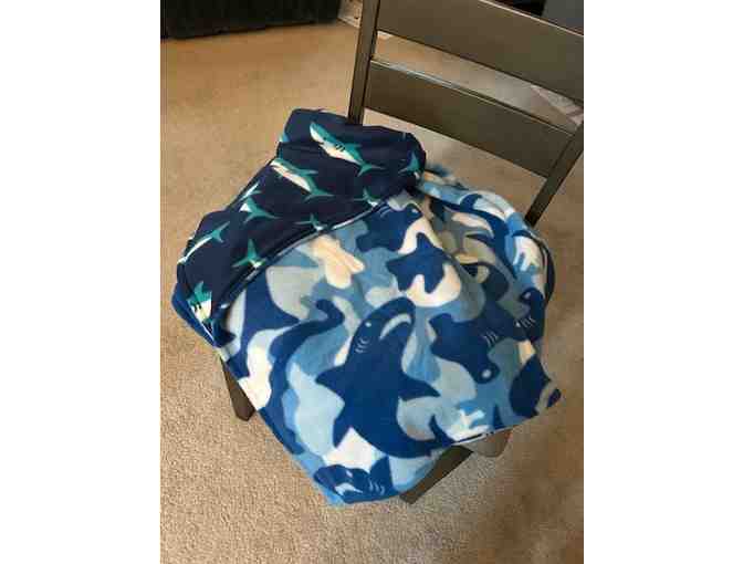 BLANKET: SHARKS (Reversible, Handmade, Oversize) - 66' x 54'