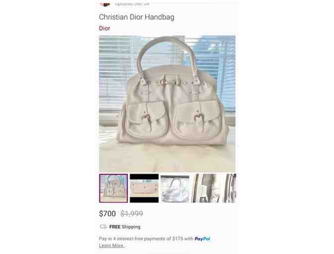 HANDBAG - PURSE (Dior-Style, White Leather, Pocketbook, New)