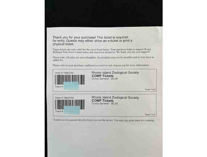 Zoo Tickets: FREE - Roger Williams Zoo (2 Admissions) - Free Shipping