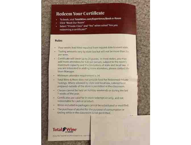 WINE CLASS (Include 20 Friends!) - at Total Wine Store ($600 Value)