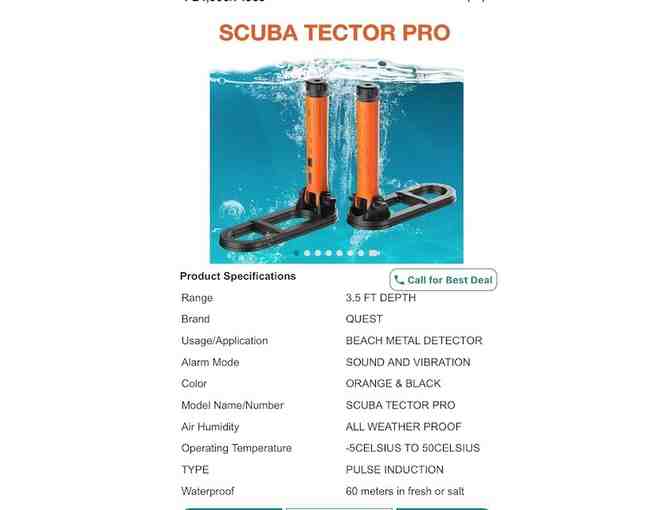 1 METAL DETECTOR: 'Underwater, Scuba Tector PRO'