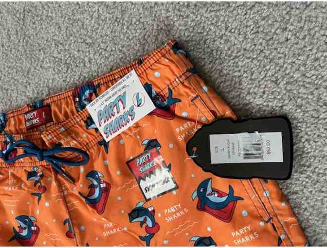 Bathing Suit: SHARK ORANGE (Large, Party Sharks, New) - Photo 2