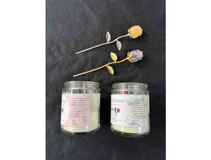 GIFT: CANDLE + ROSE Set (2 Coconut Candles + Carved Roses) - Handcrafted - Photo 4