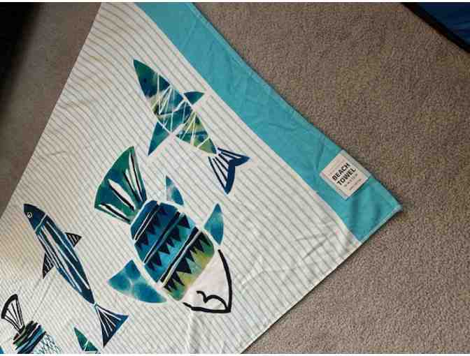 2 FISH TOWEL: Oversized, Blue/White (72" x 36") - Photo 3