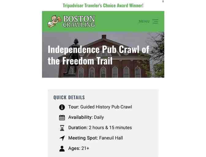 2 TICKETS: "PUB Crawl" BOSTON (2 Passes, Any date) (Free shipping) - Photo 2