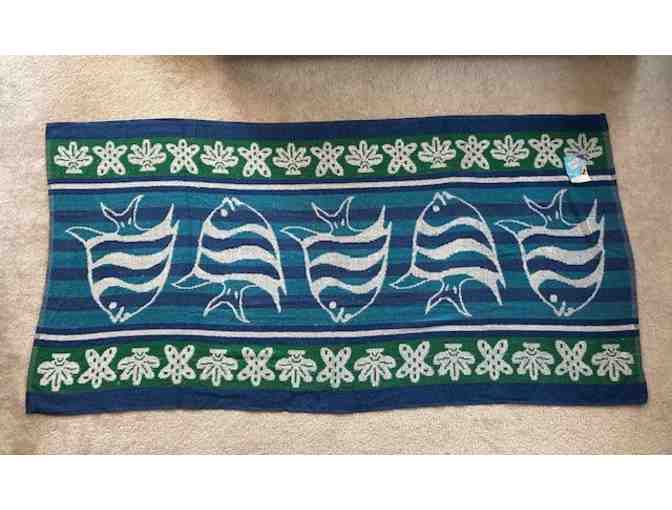 BEACH Towel (FISH, Aqua) - REVERSIBLE, Oversized 72" x 36" - Photo 2
