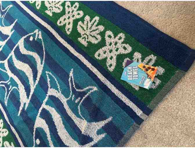 BEACH Towel (FISH, Aqua) - REVERSIBLE, Oversized 72" x 36" - Photo 3
