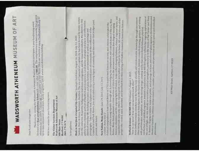 MUSEUM: 2 Tickets, FREE Admission (Wadsworth Art Atheneum, Hartford) - Photo 5