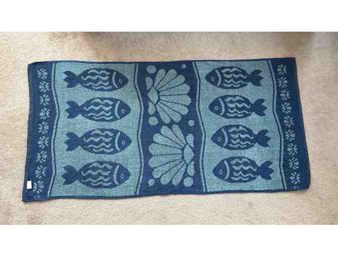 TOWEL Fish (Navy/Teal) - Oversized, Reversible, 60" x 30" - Photo 1