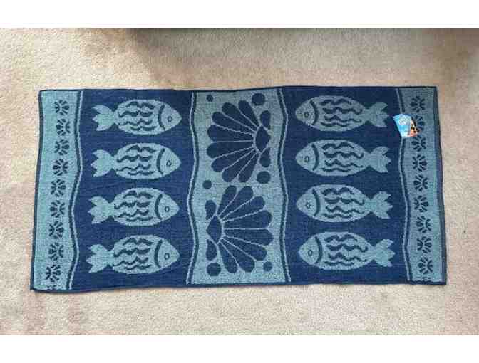 TOWEL Fish (Navy/Teal) - Oversized, Reversible, 60" x 30" - Photo 2