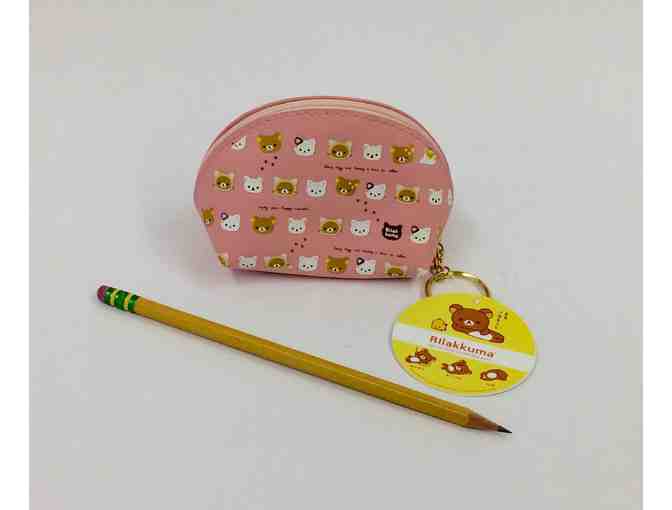 Gudetama figurine + Pink Plastic Rilakkuma Coin Purse