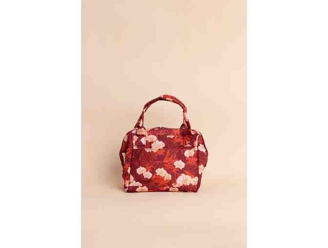 Fighting Eel Lunch Tote in Cabernet Sea of Orchids