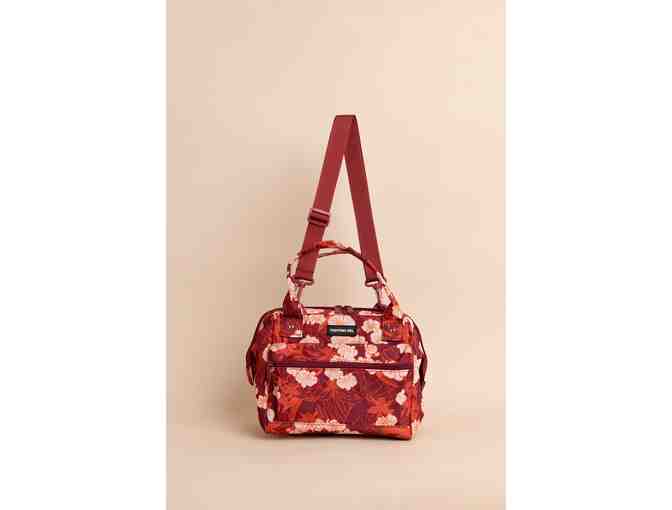 Fighting Eel Lunch Tote in Cabernet Sea of Orchids