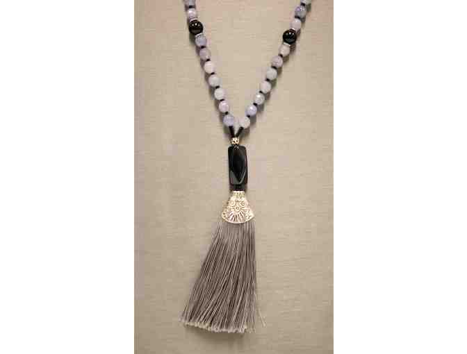 Topaz and Onyx Tassel Necklace