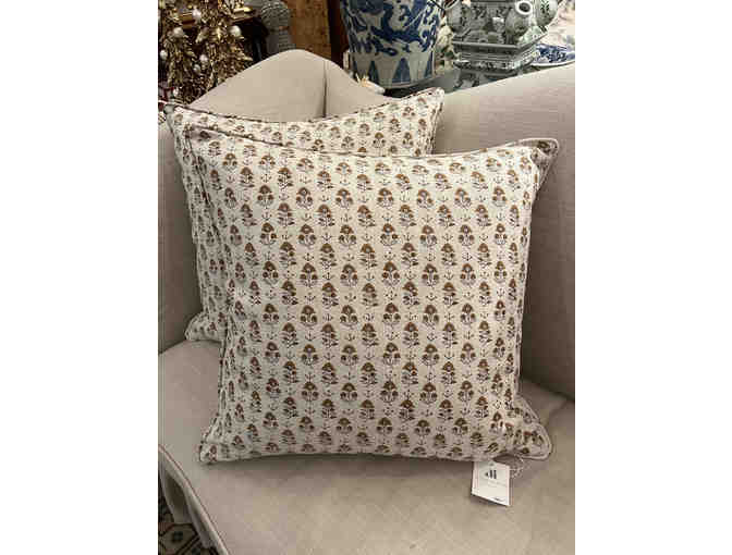 Pair of Hand Blocked Linen Pillows in Walter G Fabric from ALEXANDER INTERIORS