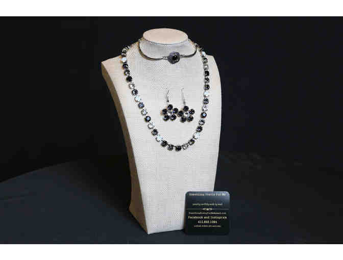 Striking Black & White Swarovski Crystal Jewelry Set