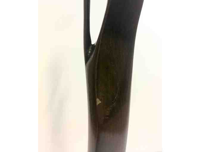 VINTAGE HAND-CARVED TRIBAL TALL ELONGATED WOOD CANDLE HOLDER