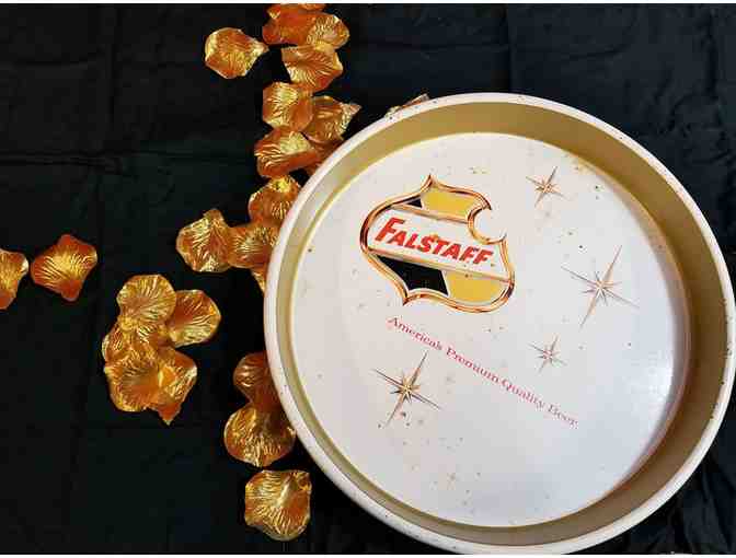 Vintage Falstaff Tray and Pilsner Glass Set