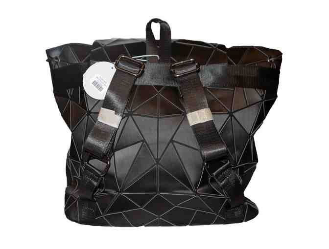 Women's Patricia Luca Geometric Backpack Tote Bag / Black