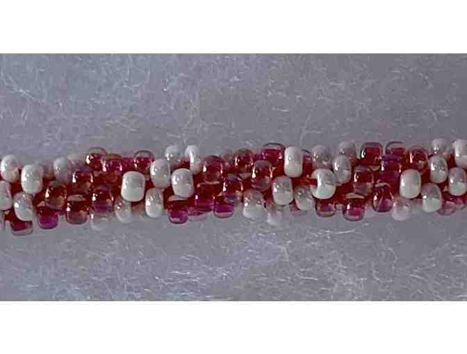 Very Delicate 7' Pink and White Braided Bead Bracelet