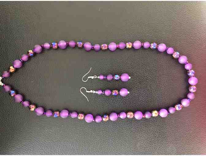 Purple Glass Beaded Necklaces and Earrings